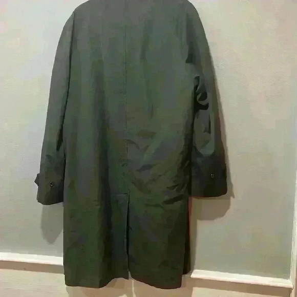 London Fog Men Sz 40 Long Trench Rain Coat Jacket Removable Lining Forest Green - Picture 9 of 9